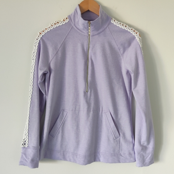 Lilly Pulitzer Skipper Popover UPF Heathered Lilac Purple Lace Sleeves size XS - Picture 3 of 9